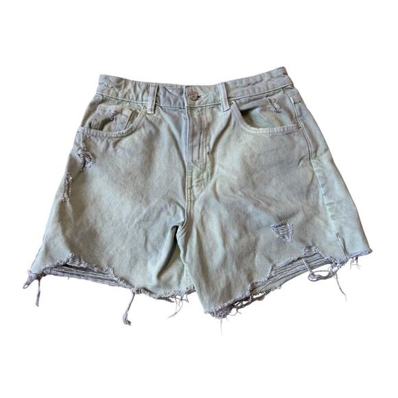 ZARA jean shorts size 4; Blue/Green washed look - Picture 1 of 11